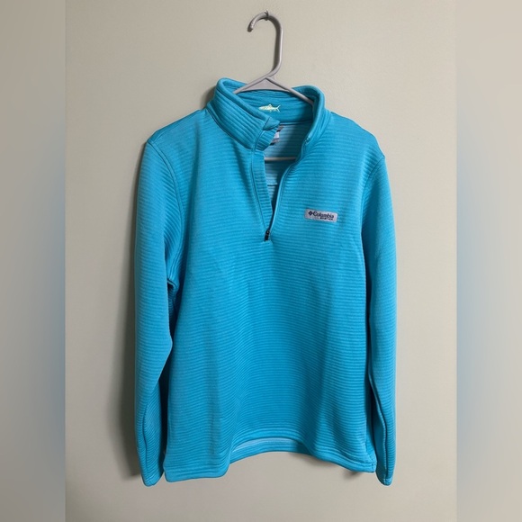Columbia PFG Sweatshirt Mens Size Small Quarter 1/4 Zip Pullover Blue Ribbed New - Picture 1 of 6